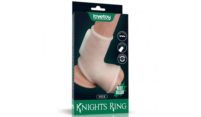 Vibrating Silk Knights Ring with Scrotum Sleeve (White)