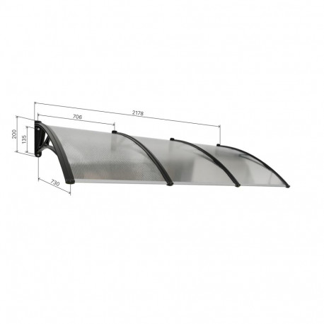 Canopy over the door, brown, with bronze polycarbonate, width 2178 mm, Conos
