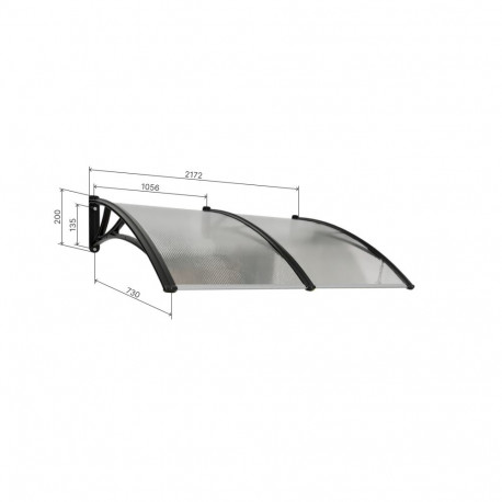 Varikatus ukse kohal CONOS, must, polükarbonaatpronksiga, laius 2172 mm