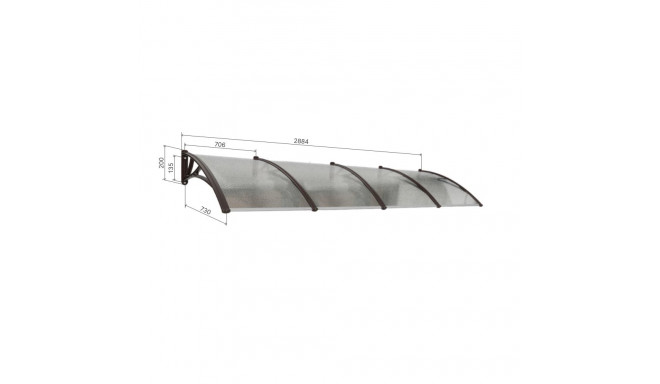 Canopy over the door, black, with polycarbonate bronze, width 2884 mm, Conos