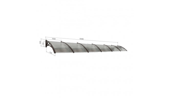 Canopy over the door, black, with transparent polycarbonate, width 6396 mm, Conos