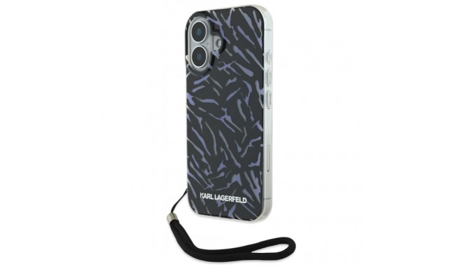 Karl Lagerfeld case for iPhone 16 6,1" KLHCP16SHZBPKCCU purple Hard Zebra With Cord