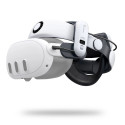 BoboVR S3 Pro strain relief strap for Meta Quest 3 VR goggles + B100 external battery - white and bl