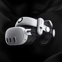 BoboVR S3 Pro strain relief strap for Meta Quest 3 VR goggles + B100 external battery - white and bl