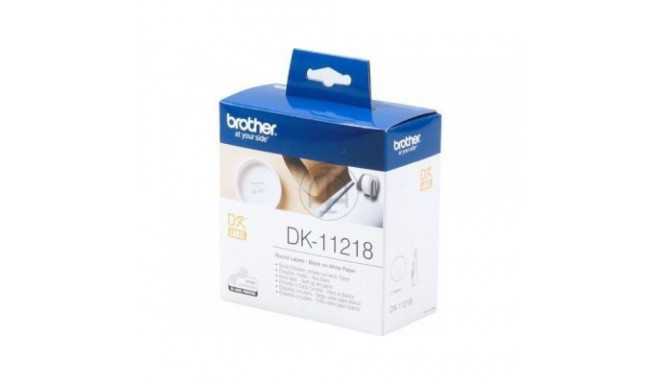 Brother DK-11218 Round Labels, Black on White Paper, 24 mm, 1000 labels per roll