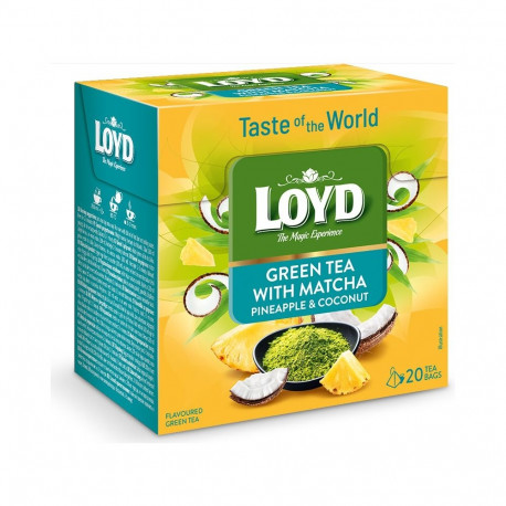 Roheline tee LOYD Matcha-, ananassi- ja kookosemaitseline 20 x 1.5g