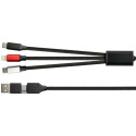 PYTHON laadimiskaabel USB-C/USB-A > USB-C/USB Micro-B/Lightning (ST-ST) 1m tekstiilkattega, must