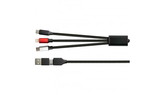 PYTHON laadimiskaabel USB-C/USB-A > USB-C/USB Micro-B/Lightning (ST-ST) 1m tekstiilkattega, must