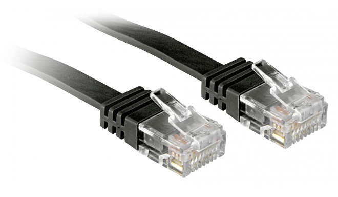 Lindy U/UTP Flat PatchCord Cat6. CU. Black. 0.3m
