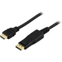 Deltaco DP-3020 video cable adapter 2 m DisplayPort HDMI Type A (Standard) Black