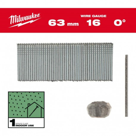 Milwaukee viimistlusnaelad 16G/63mm/0° M18 FN16GS jaoks, 2500tk