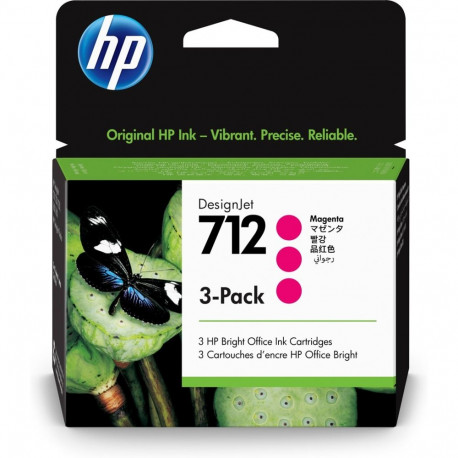 HP 712 3-pack 29-ml magenta DesignJet tindikassett