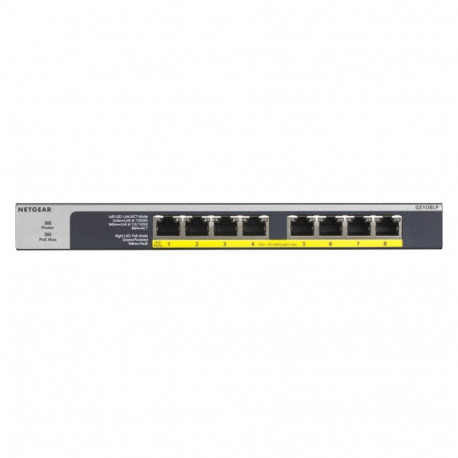 NETGEAR GS108LP hall, must haldamata Gigabit Ethernet (10/100/1000) toite üle Etherneti (PoE) 1U