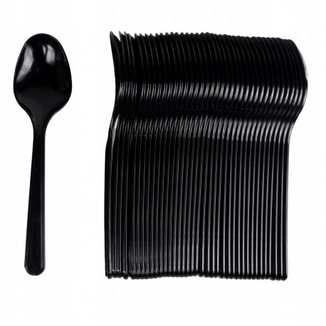 SERVIPACK Soup spoon 50 pcs (black, PS, extra strong, reusable.)