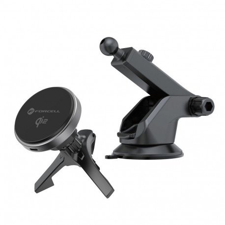 FORCELL F-GRIP Rapid Charger magnetic car holder for windshield / air vent with wireless charging co