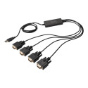 USB 2.0 kaabel 4xRS232-le, must