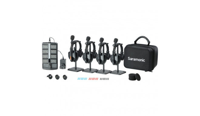 SARAMONIC WITALK9 WT4S 4-PERSON FULL-DUPLEX 1.9GHZ WIRELESS HEADSET INTERCOM SYSTEM W/ CARRY CASE