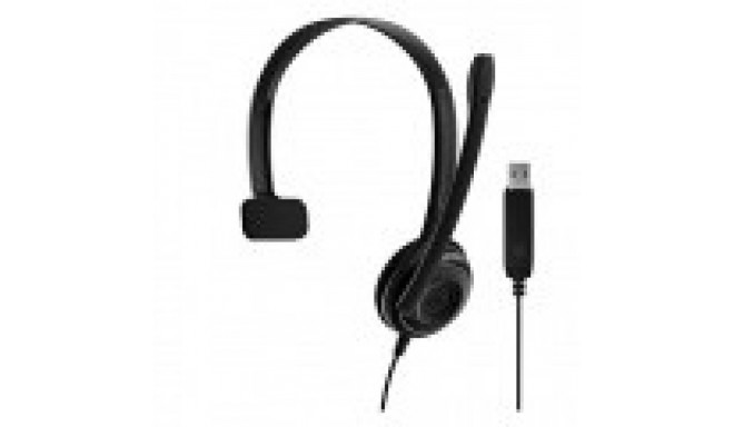 Single-sided USB headset with a noise-canceling microphone, designed for clear internet call