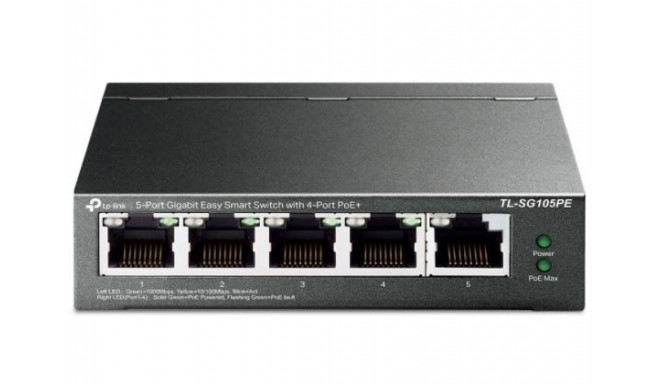 The SG105PE is a 5-Port Gigabit Smart Managed Switch with 4 PoE+ ports. Below is a 