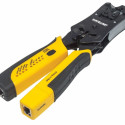 Modular plug crimping tool RJ11/RJ12/RJ22/RJ4 with a wiring tester