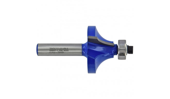Quarter round cutter with ball bearing, 32x10 mm, 8mm shank