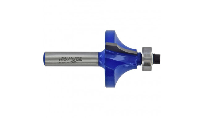 Quarter round cutter with ball bearing, 29x8 mm, 8mm shank