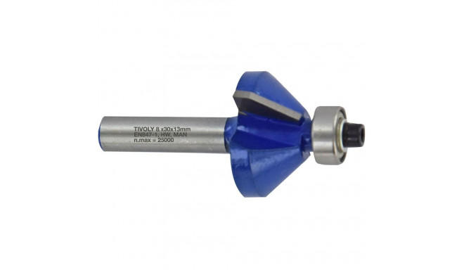 Chamfer cutter with ball bearing, 32x15 mm, 45°, 8mm shank