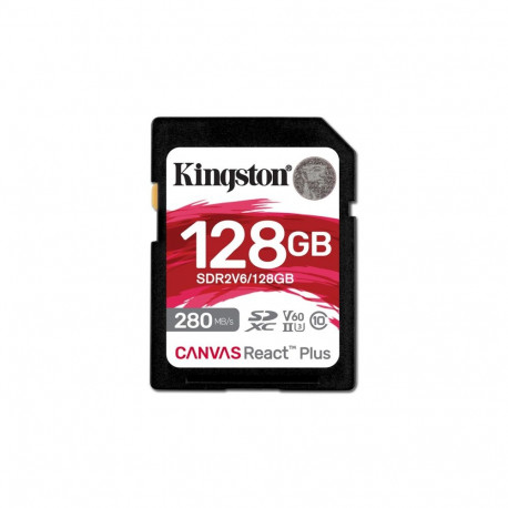 Kingston Technology 128GB Canvas React Plus SDXC UHS-II 280R/100W U3 V60 Full HD/4K jaoks