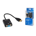 Savio CL-23 videokaabli adapter 0,5 m VGA (D-Sub) HDMI Tüüp A (Standard) Must