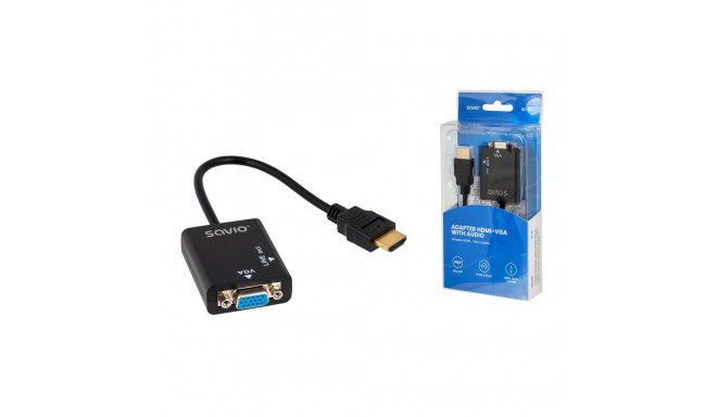 Savio CL-23 video cable adapter 0.5 m VGA (D-Sub) HDMI Type A (Standard) Black
