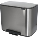 Brabantia - 121128 - Poubelle Bo Pedal Bin, 3 x 11 litres, Acier Mat Antitraces de Doigts