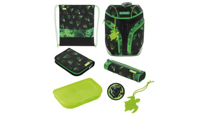 Herlitz SoftLight Plus Greenline Explorer school bag set Boy Polyester Black, Green