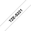 Brother TZe-S221 Strong Adhesive Laminated Tape Black on White, TZe, 8 m, 9 mm