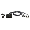 ATEN CS22HF-AT 2-pordiline USB FHD HDMI kaabli KVM-lüliti, must