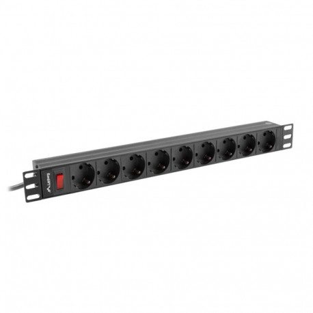 Lanberg PDU 19" 1U 16A 9xSchuko 3m, must