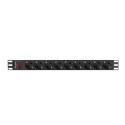 POWER DISTRIBUTION UNIT (PDU) 19" LANBERG 1U 16A 9X SCHUKO OUTLETS 3M BLACK