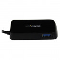 StarTech.com Portable 4 Port SuperSpeed Mini USB 3.0 Hub - Black~Portable 4 Port SuperSpeed Mini USB