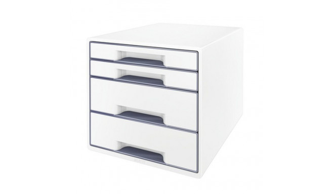 Sahtliboks 287x270x363mm 4-sahtliga Leitz WOW Desk Cube, läikiv, valge-hall