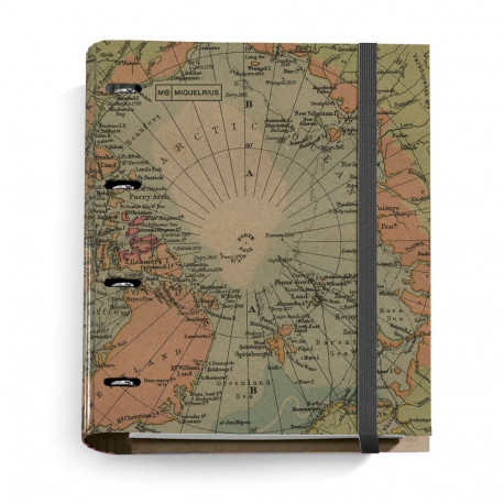 Kaustik A4 100l 5x5 ruut 4-värvi register, 4-D rõngaskaaned lam.kartong kummiga ECOMAPS Miquelrius