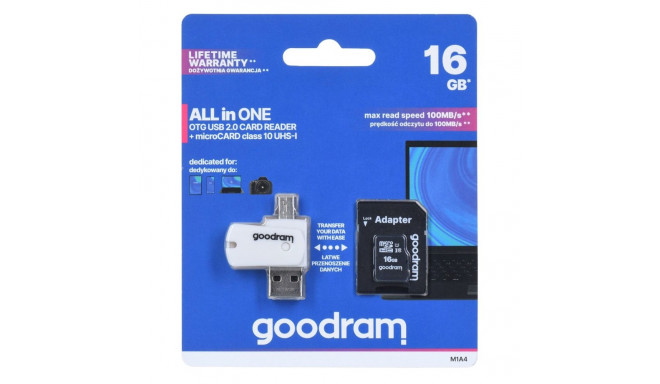 Goodram M1A4-0160R12 memory card 16 GB MicroSDHC Class 10 UHS-I