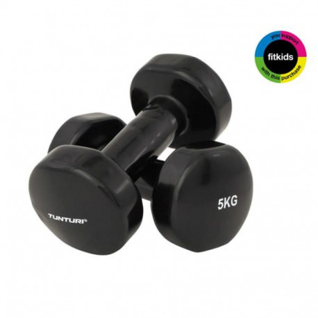 Tunturi Vinyl Dumbbells 5.0kg, Black, 2pcs