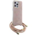 Guess GUHCP15LHC4SEP iPhone 15 Pro 6.1" roosa/roosa kõvakaaneline Crossbody Kord 4G Prindiga