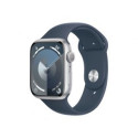 Apple Watch Series 9 GPS 45mm Silver Aluminium Case with Storm Blue Sport Band - S/M