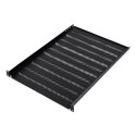 Fixed shelf 19", 1U, depth 550 mm, load capacity 25 kg, 4-point mounting, black, screws and bracket 