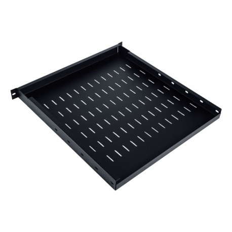 Adjustable shelf 19", 1U, depth 500-900 mm, load capacity 100kg, mounting in 4 points, black, screws