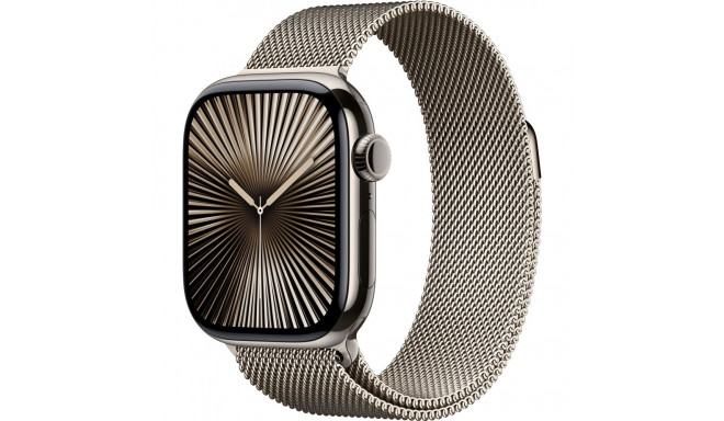 "APPLE Watch Series 10 GPS + Cellular 42mm Natural Titanium Case with Natural Milanese Loop"