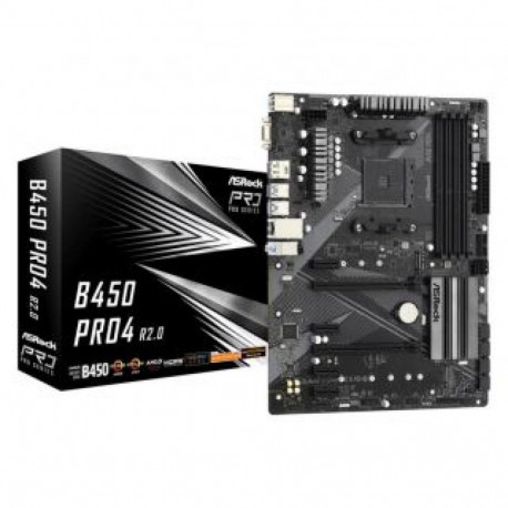 ASRock mainboard AMD B450 SAM4 ATX 4xPCI-Express 2.0 1x 2xPCI-Express 3.0 16x 2xM.2 DDR4 Mem
