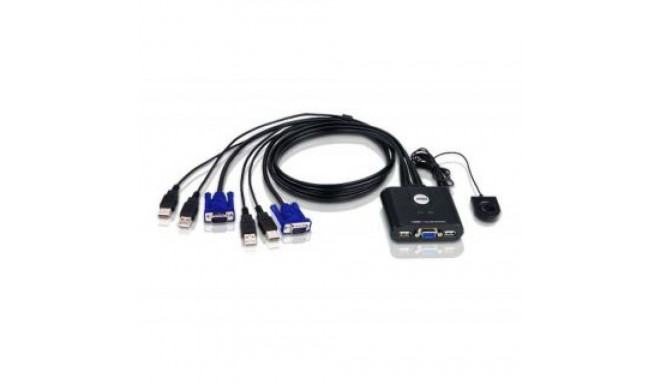 Aten 2-Port USB VGA Cable KVM Switch with Remote Port Selector