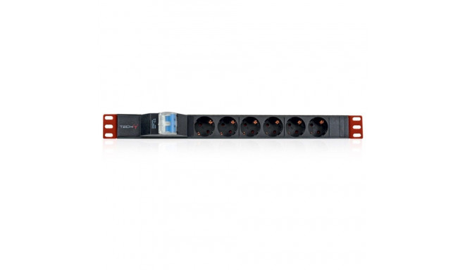 Techly I-CASE STRIP-61UD power distribution unit (PDU) 6 AC outlet(s) 1U Black, Red