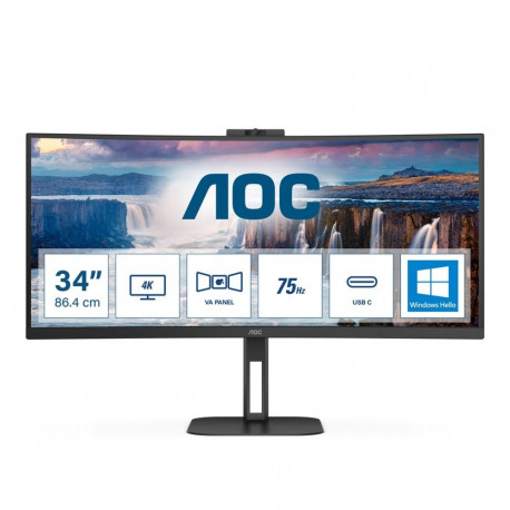 AOC V5 CU34V5CW/BK LED ekraan 86.4 cm (34") 3440 x 1440 pikslit laiekraan Quad HD must